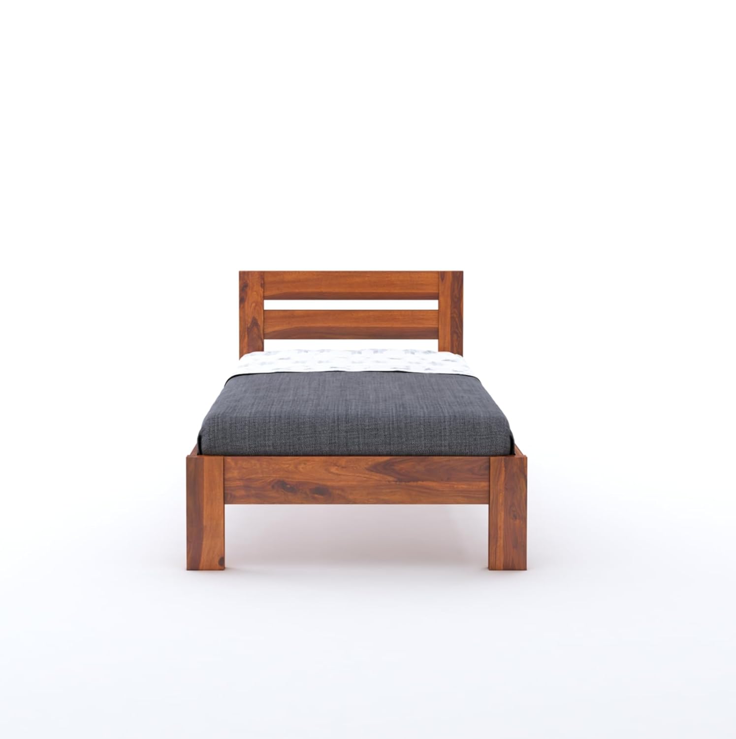 Wooden Single Bed Without Storage | Single Cot Wooden Palang | Space Saving Single Size Bed for Bedroom | Solid Sheesham Wood