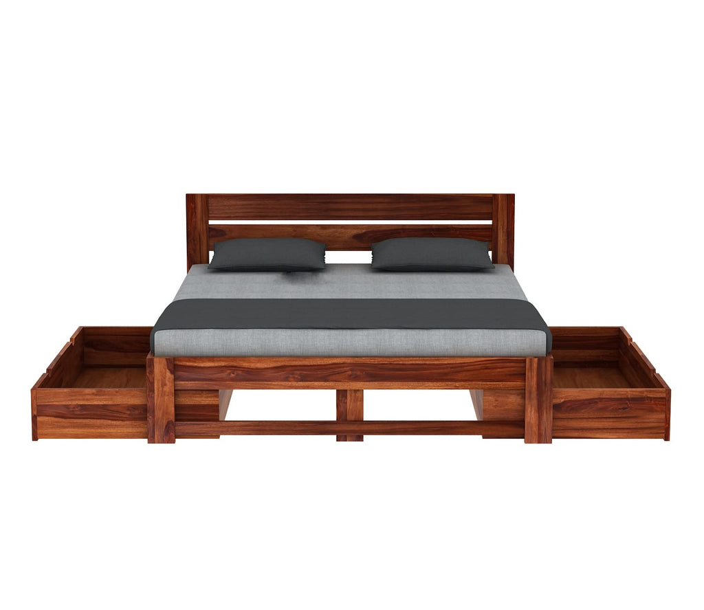 Wooden Bed with Storage | Double Bed Cot Bed with Drawer Storage for Bedroom & Hotel | Sheesham Wood