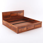 Wooden Bed with Storage | Double Bed Cot Bed with Box Storage for Bedroom & Hotel | Sheesham Wood