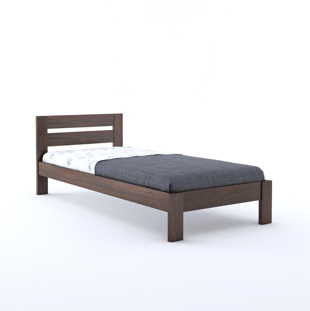 Wooden Single Bed Without Storage | Single Cot Wooden Palang | Space Saving Single Size Bed for Bedroom | Solid Sheesham Wood