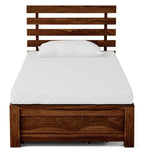 HAXPERTS Twin Sheesham Wood Single Bed With Storage, Natural Brown, Contemporary Style