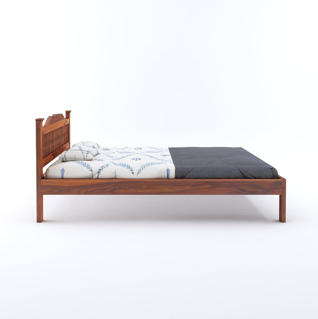 Wooden Arch Bed Without Storage | Wooden Double Bed Cot Bed for Bedroom Furniture | Palang Double Bed for Hotels | Solid Sheesham Wood