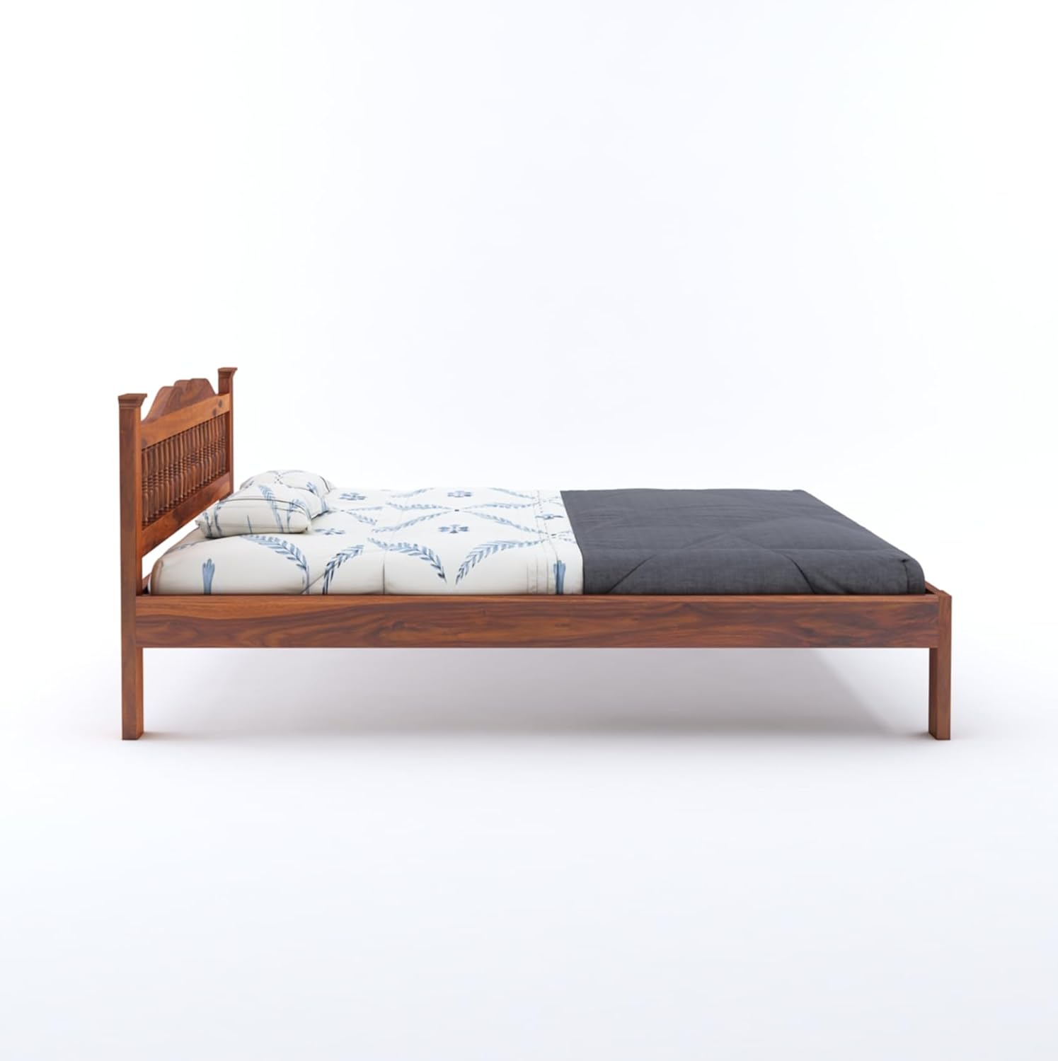 Wooden Arch Bed Without Storage | Wooden Double Bed Cot Bed for Bedroom Furniture | Palang Double Bed for Hotels | Solid Sheesham Wood