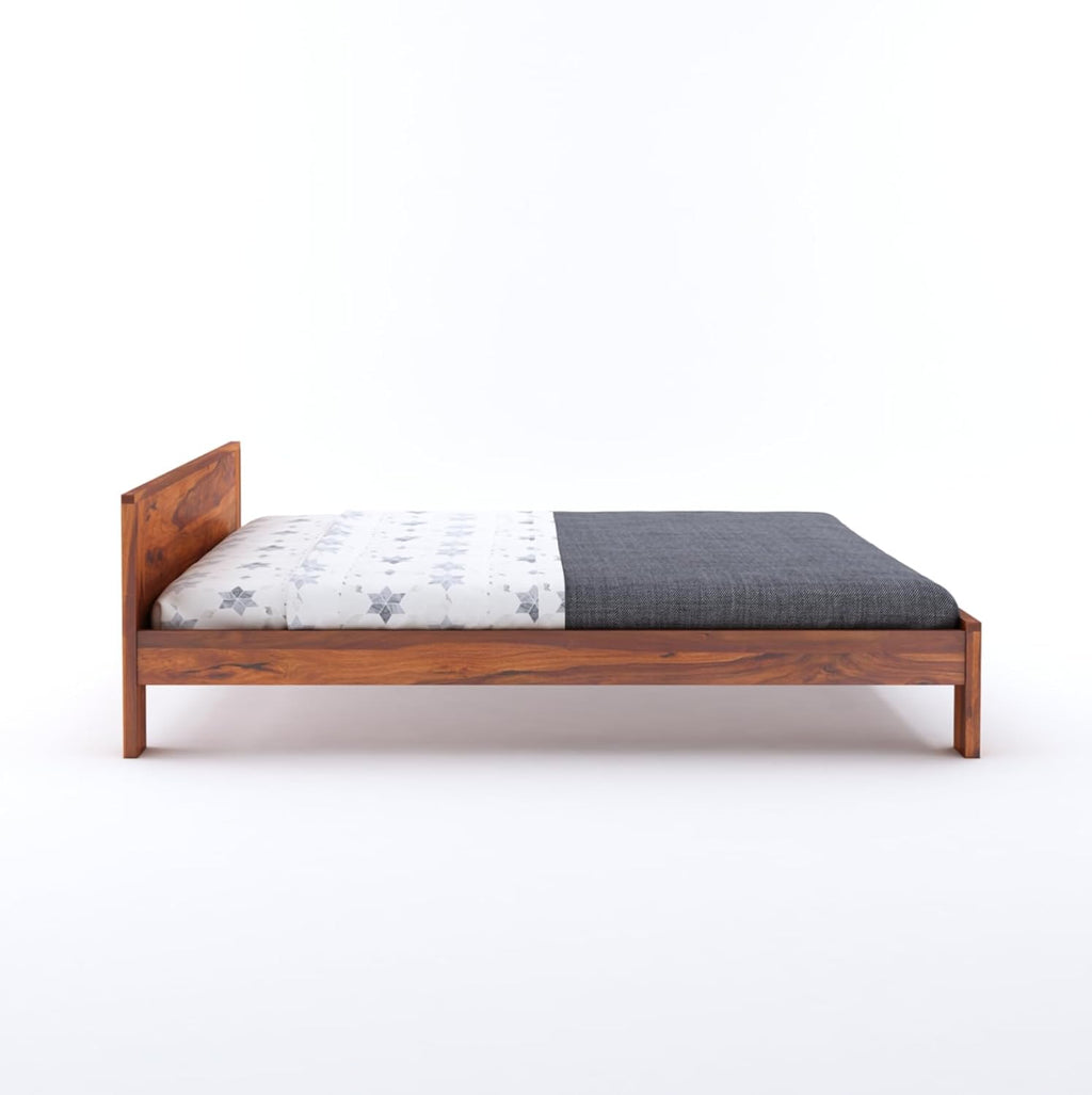 Wooden Bed Without Storage | Wooden Double Bed Cot Bed for Bedroom Furniture | Palang Double Bed for Hotels | Basic Headboard | Solid Sheesham Wood