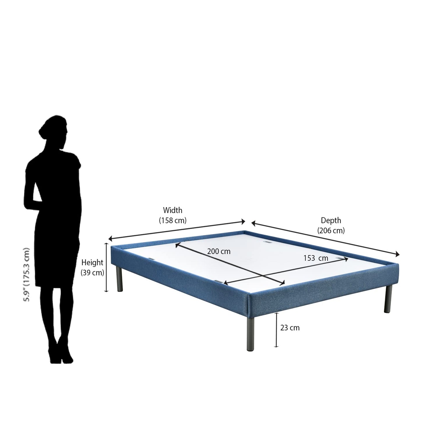 Rj Art Sleep Velvette Queen Size Bed Without Storage, Ultra-Lightweight Structure | Elegant Modern Design