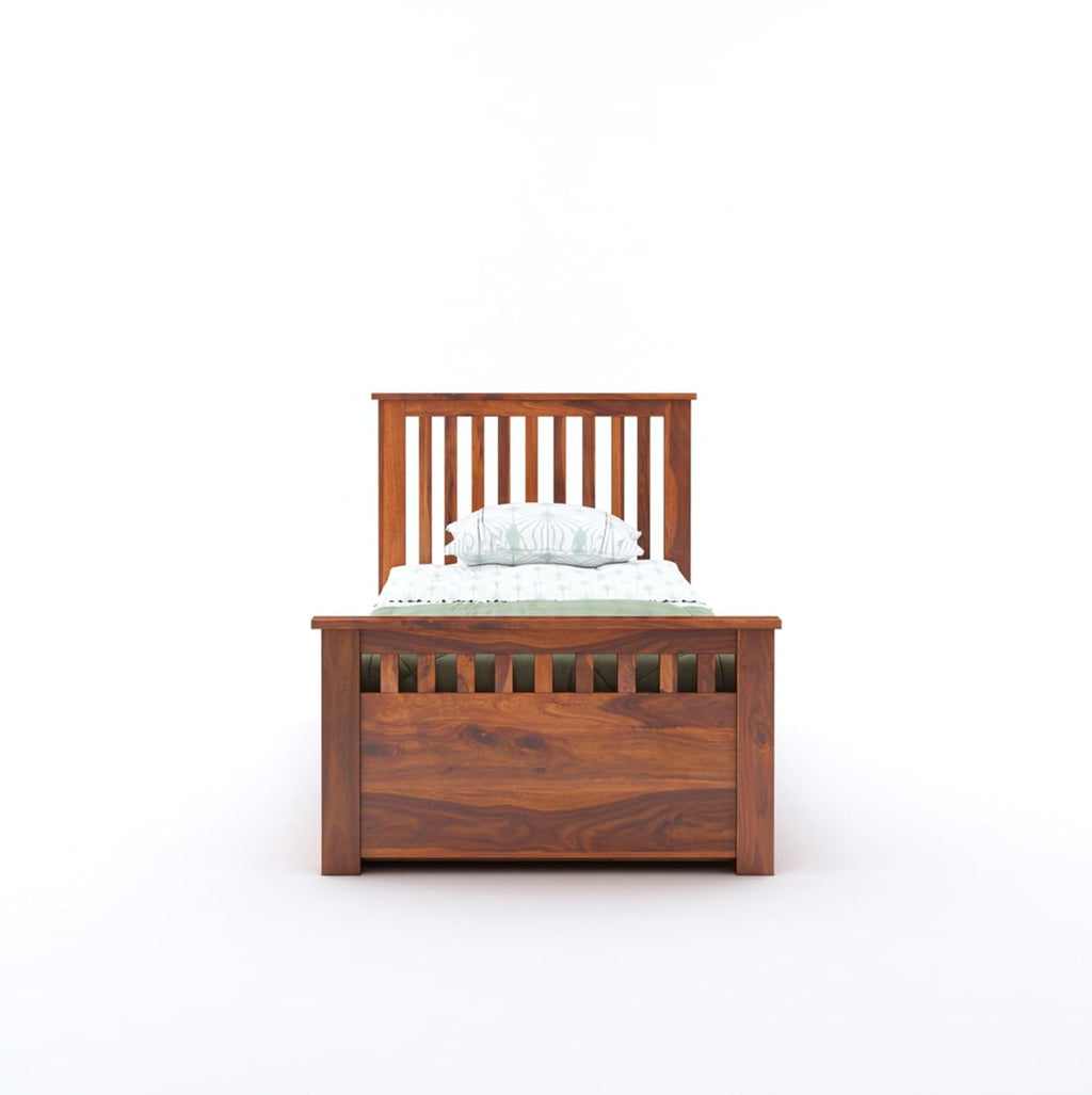 Wooden Single Trundle Bed | Single Bed with 1 Extra Pullout Bed | Wooden Bed Cot Palang for Bedroom, Living Room & Home, Solid Sheesham Wood