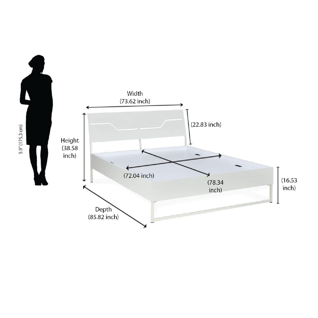 Rj Art Sleep Hybrid Wood And Metal Structure Grande Bed, Lightweight And Portable