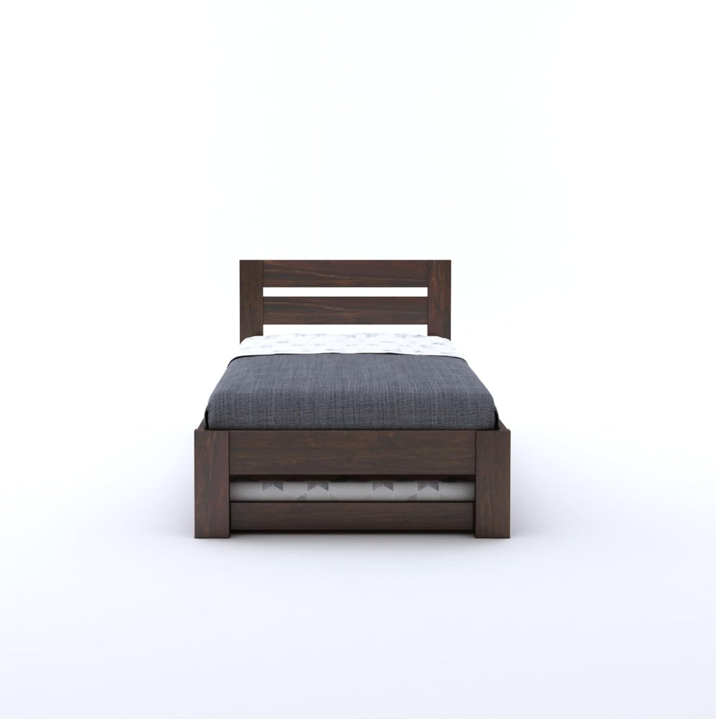Wood Single Trundle Bed | Single Bed With 1 Extra Pullout Bed, Living Room | Sheesham