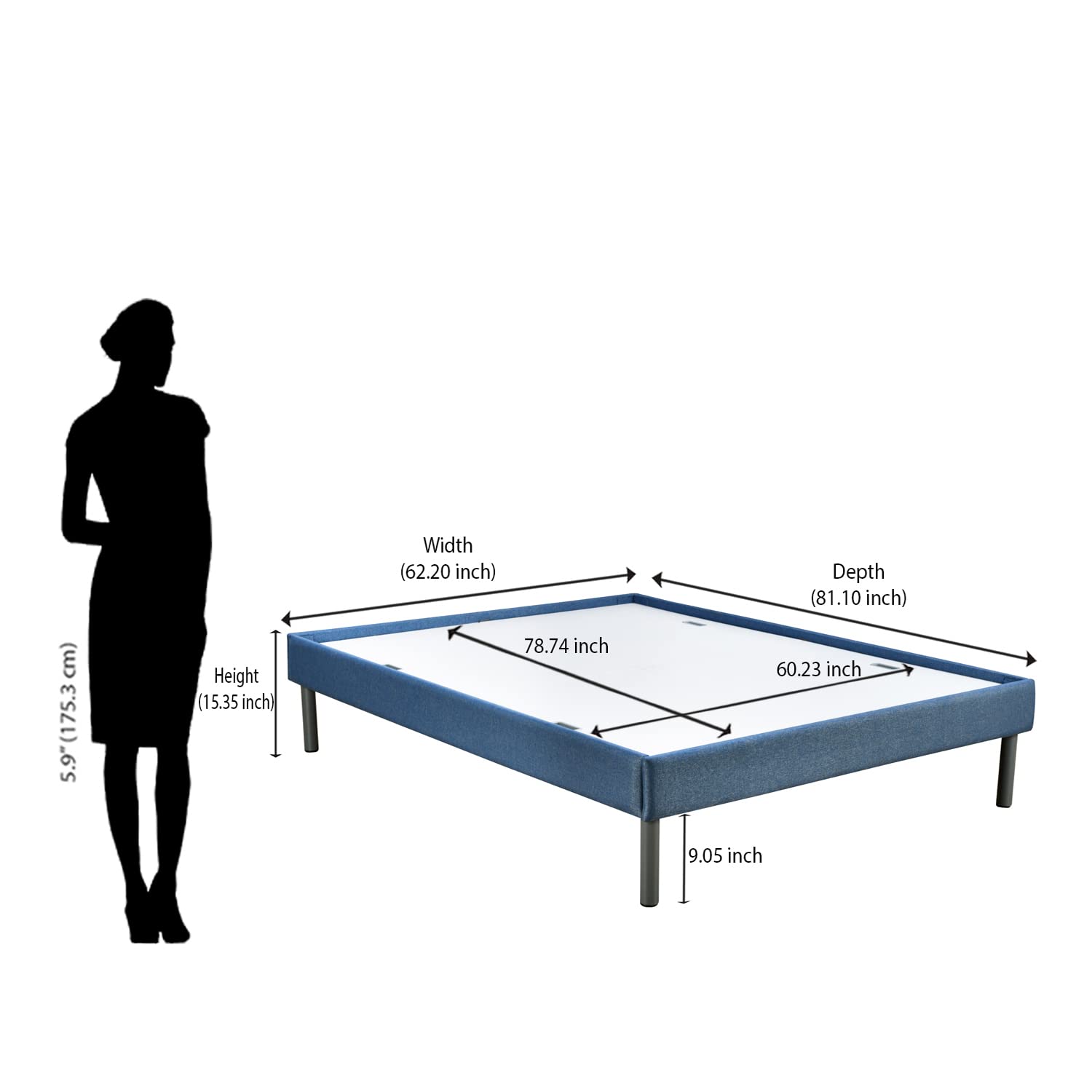 Nilkamal SLEEP Velvette Queen Size Bed Without Storage, Ultra-Lightweight Structure | Elegant Modern Design