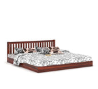 Wooden Low Height Bed Without Storage | Wooden Platform Double Bed | Space Saving Low Floor/Lying/Rise/Level/Profile Cot Bed for Bedroom | Basic Headboard