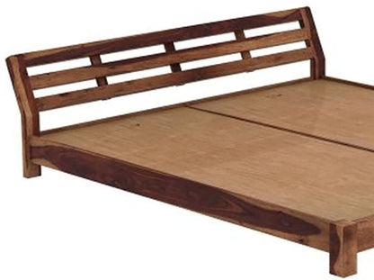 Sheesham Low Height Bed Without Storage | Wood Double Bed | Low Floor/Lying/Rise/Level/ Profile Cot Bed For Bedroom Furniture | Rosewood