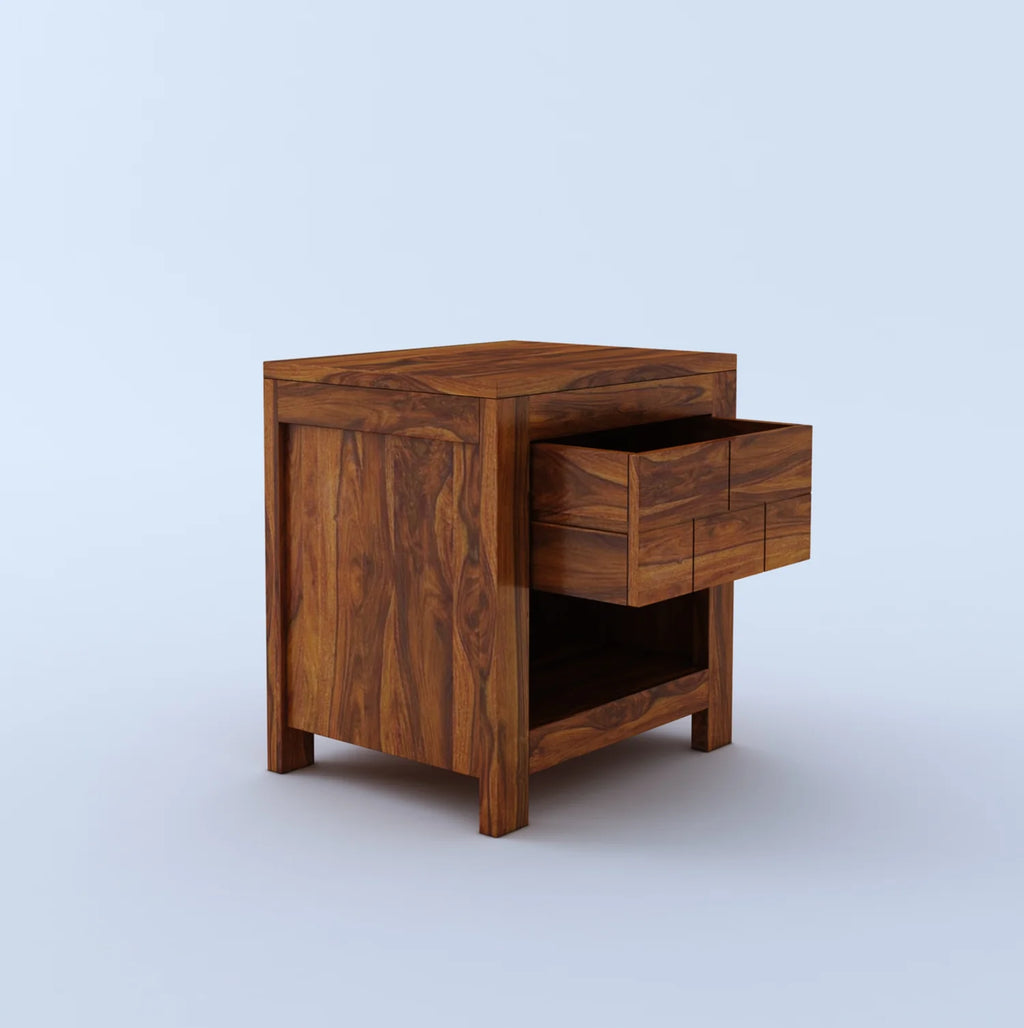 Vezzo Solid Sheesham Wood Bedside With One Drawer Storage - 3 Years Warranty
