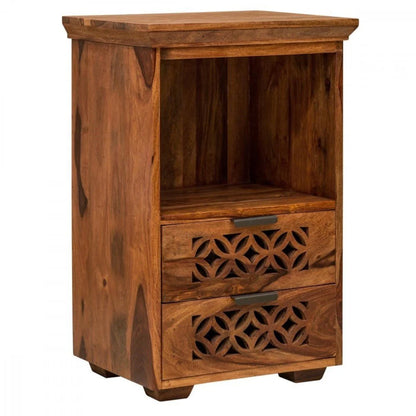 Verlina Sheesham Bedside Table With Storage - 3 Years Warranty