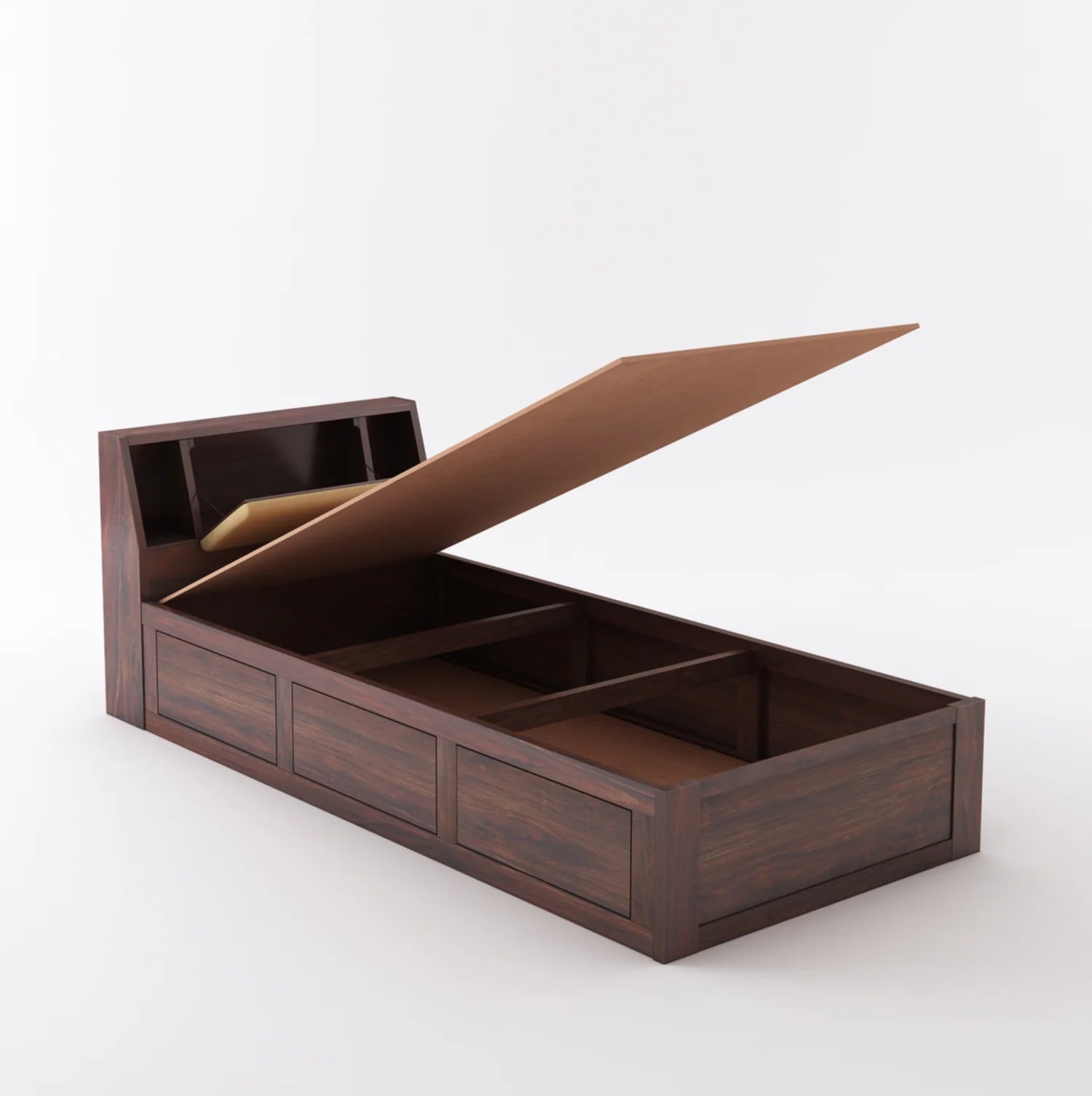 Imperial Solid Sheesham Wood Single Bed With Headboard and Box Storage - 3 Years Warranty