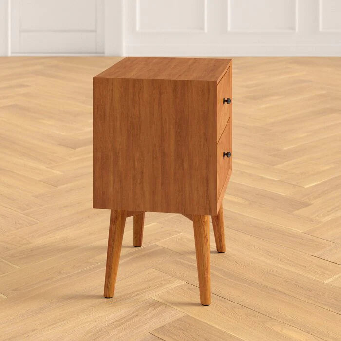 Celia Solid Sheesham Wood Bedside Table With Two Drawer Storage - 3 Years Warranty