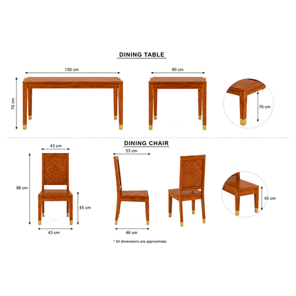 Wooden Rattan 6 Seater Dining Table Set with Upholstered Chairs
