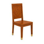 Wooden 6 Seater Dining Table Set with Geometric Design Chairs
