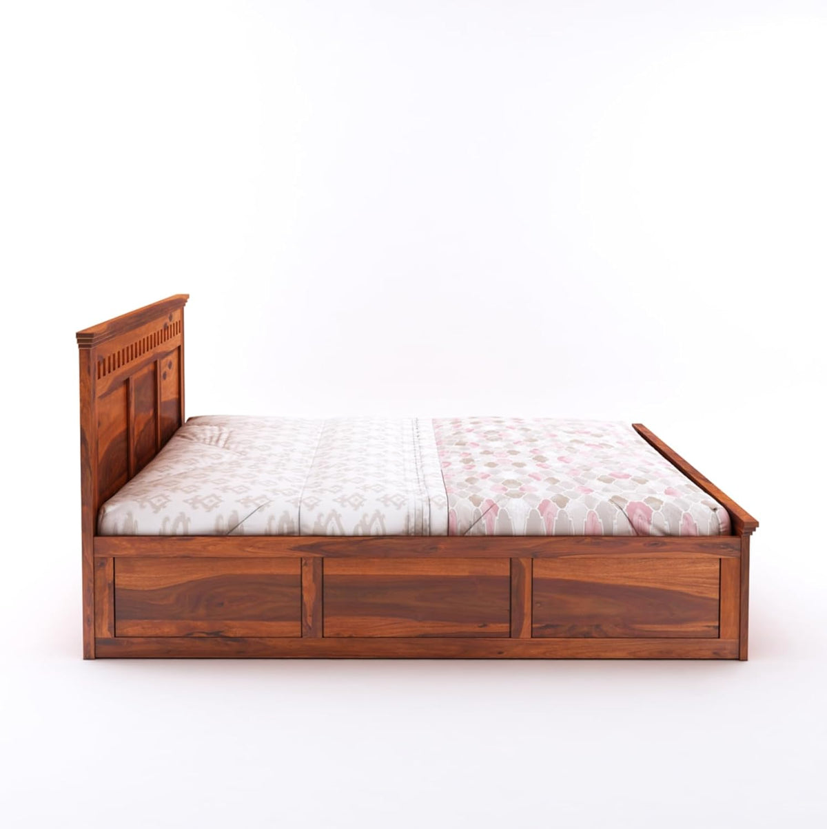 Sheesham King Size Kuber Bed With Box Storage For Bedroom Living Room Wood Double Bed