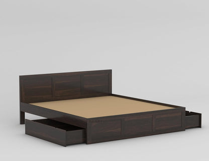 Sheesham Storage Bed | Solid Wood Pullout Storage Bed | Wood Double Bed Cot With 2 Drawers For Bedroom