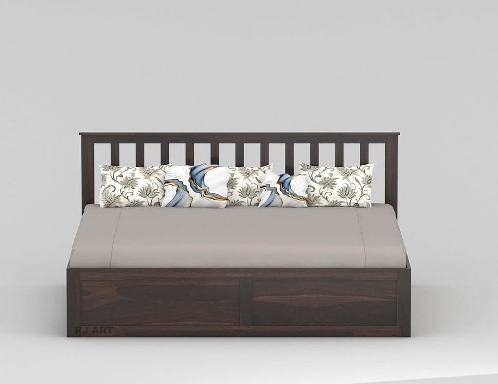Sheesham Wood Bed with Storage | Solid Wood Box Storage Bed | Wooden Double Bed Cot with Storage Box for Bedroom & Hotel