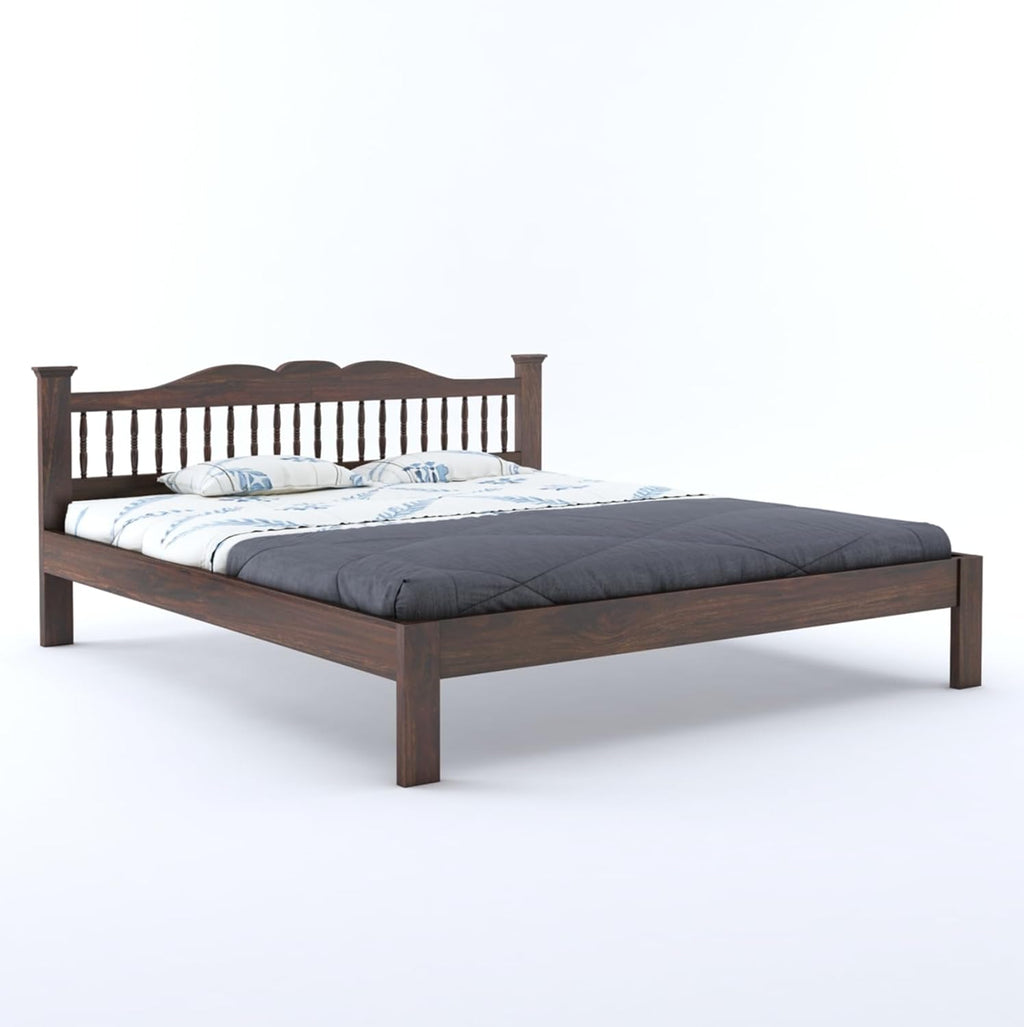 Wooden Arch Bed Without Storage | Wooden Double Bed Cot Bed for Bedroom Furniture | Palang Double Bed for Hotels | Solid Sheesham Wood