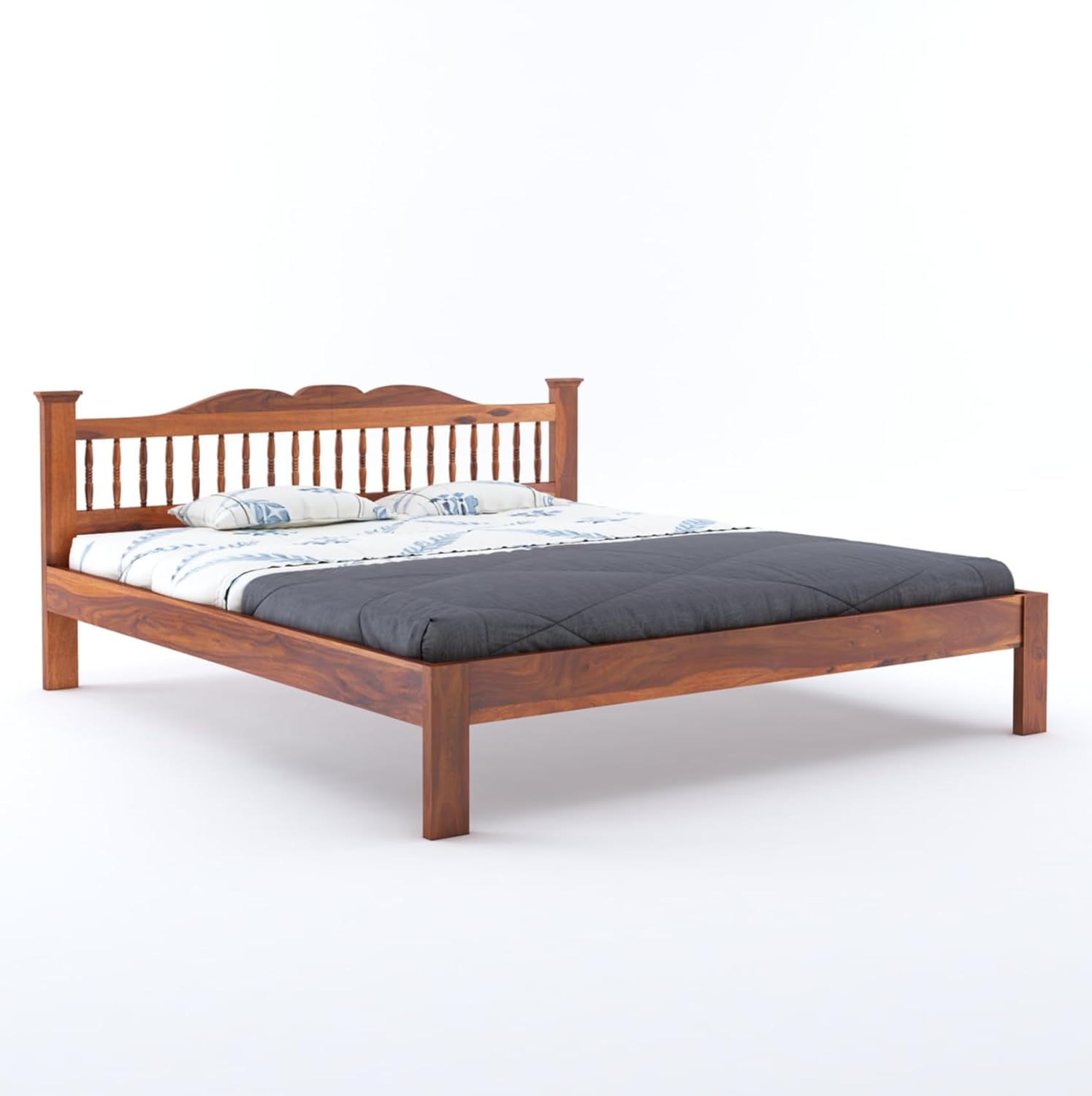 Wooden Arch Bed Without Storage | Wooden Double Bed Cot Bed for Bedroom Furniture | Palang Double Bed for Hotels | Solid Sheesham Wood