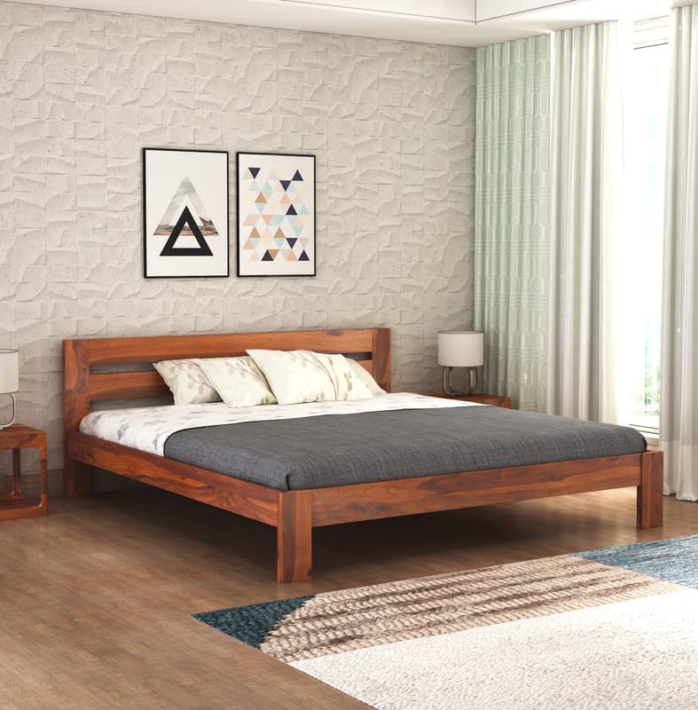 Wooden Bed Without Storage | Wooden Double Bed Cot Bed for Bedroom Furniture | Palang Double Bed for Hotels | Sheesham Wood