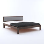 Wooden Bed for Bedroom | Wooden Double Bed | Platform Cot Bed with Upholstered Cushioned Headboard | 6.5 x 6 Ft | Sheesham Solid Wood