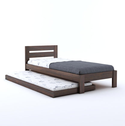Wood Single Trundle Bed | Single Bed With 1 Extra Pullout Bed, Living Room | Sheesham