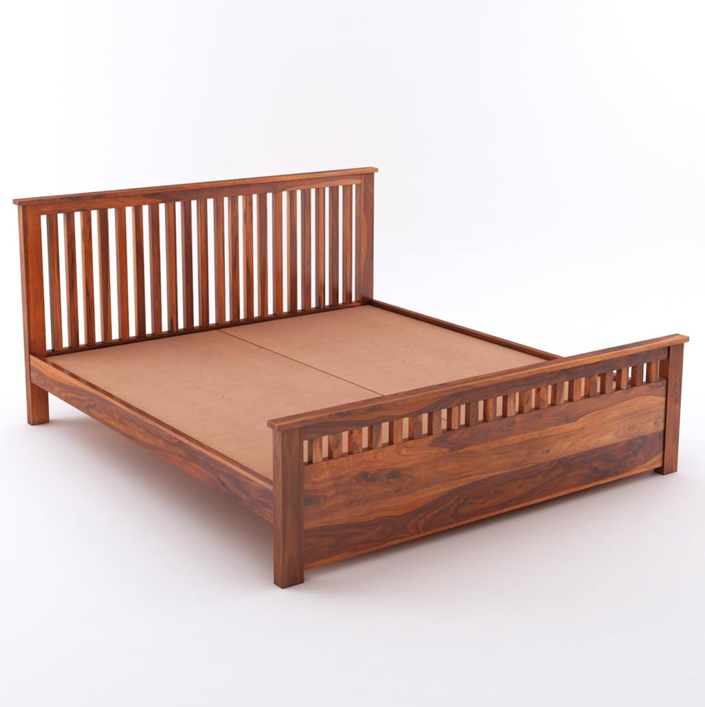 Wooden Bed Without Storage | Wooden Double Bed Cot Bed for Bedroom Furniture | Palang Double Bed for Hotels | Solid Sheesham Wood