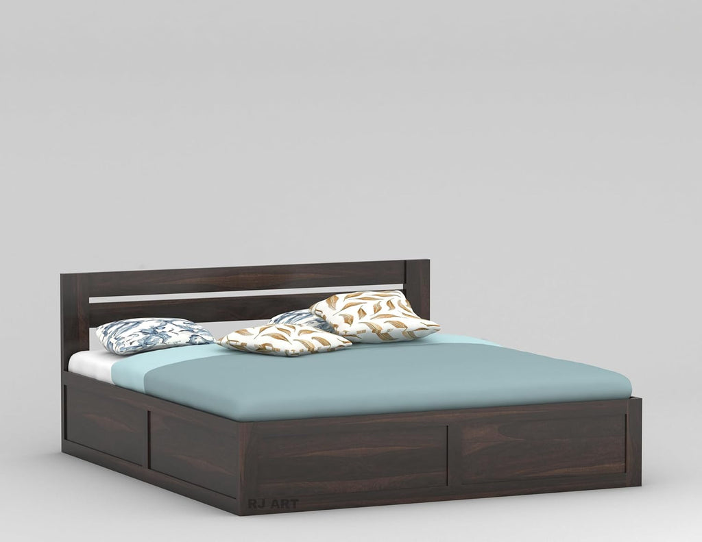 Sheesham Wood Bed with Storage | Solid Wood Box Storage Bed | Wooden Double Bed Cot with Storage Box for Bedroom & Hotel