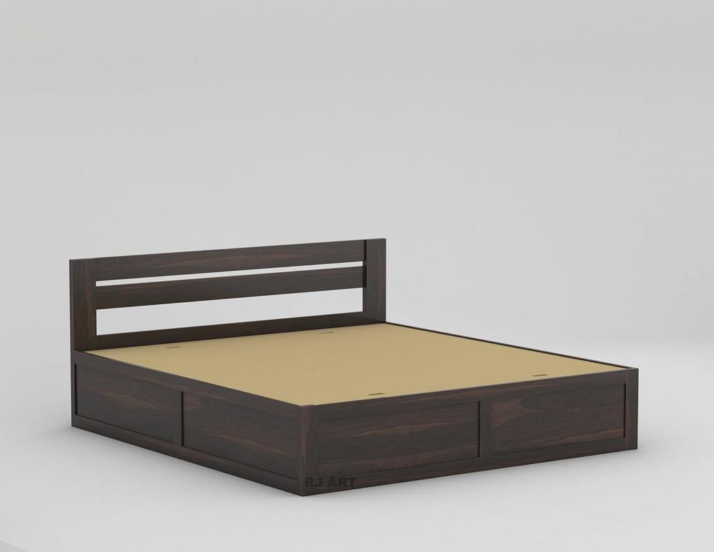 Sheesham Wood Bed with Storage | Solid Wood Box Storage Bed | Wooden Double Bed Cot with Storage Box for Bedroom & Hotel