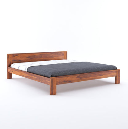 Wood Bed Without Storage | Wood Double Bed Cot Bed For Bedroom Furniture | Basic Headboard | Sheesham