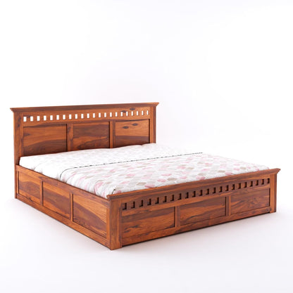 Sheesham King Size Kuber Bed With Box Storage For Bedroom Living Room Wood Double Bed