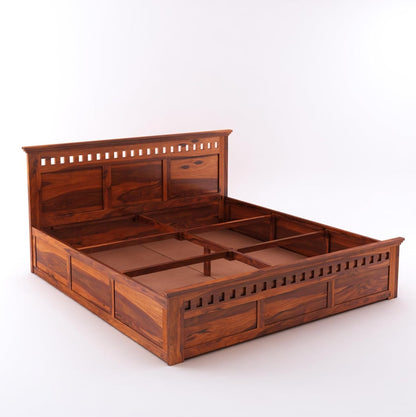 Sheesham King Size Kuber Bed With Box Storage For Bedroom Living Room Wood Double Bed