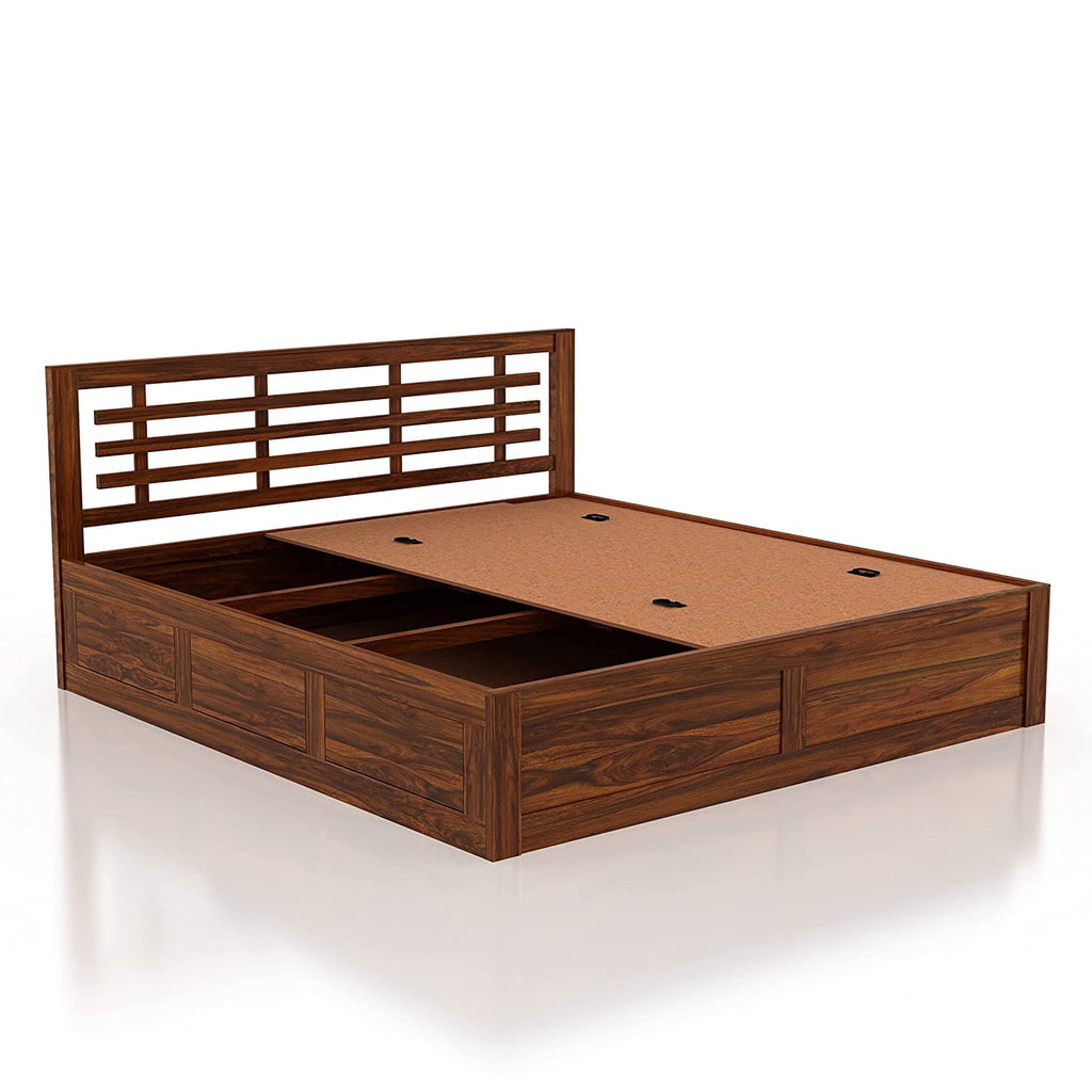 Wooden Queen Size Bed with Storage | Double Bed Cot Bed with Box Storage for Bedroom & Hotel | Sheesham Wood