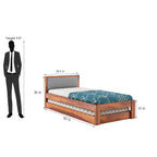 Rjart Wooden Single Trundle Bed | Wooden Single Bed with 1 Extra Pullout Bed Cot Palang with Upholstered Headboard for Bedroom, Kids Room | Solid Sheesham...