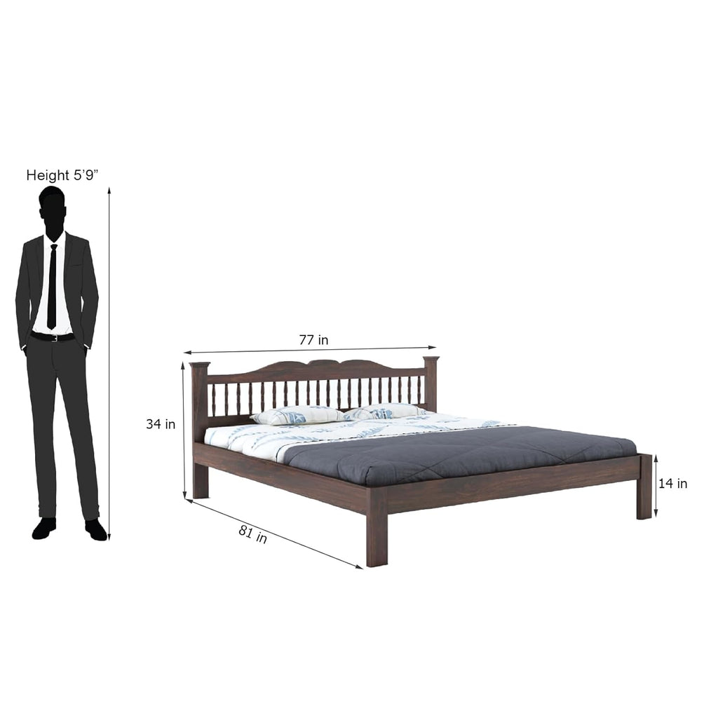 Wooden Arch Bed Without Storage | Wooden Double Bed Cot Bed for Bedroom Furniture | Palang Double Bed for Hotels | Solid Sheesham Wood