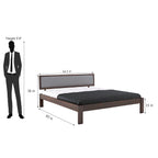 Wooden Bed for Bedroom | Wooden Double Bed | Platform Cot Bed with Upholstered Cushioned Headboard | 6.5 x 6 Ft | Sheesham Solid Wood