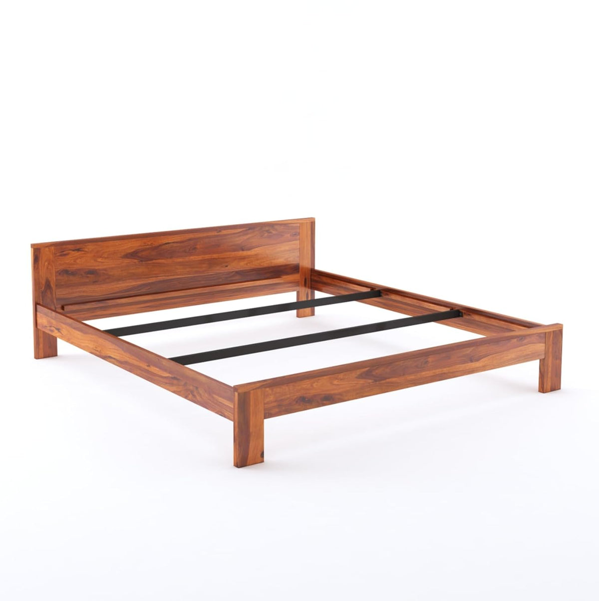 Wood Bed Without Storage | Wood Double Bed Cot Bed For Bedroom Furniture | Basic Headboard | Sheesham