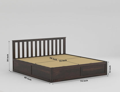 Sheesham Storage Bed | Solid Wood Box Storage Bed | Wood Double Bed Cot With Storage Box For Bedroom