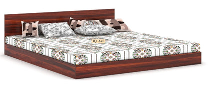 Wood Low Height Bed Without Storage | Wood Platform Double Bed | Basic Headboard
