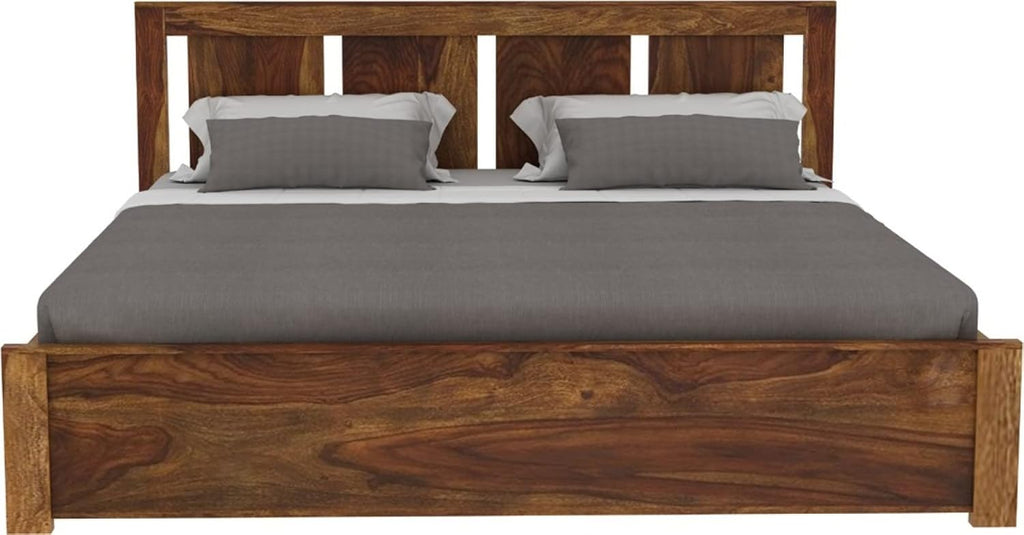 Wooden Bed Without Storage | Wooden Double Bed Cot Bed for Bedroom Furniture | Palang Double Bed for Hotels | Solid Sheesham Wood