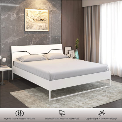Rj Art Sleep Hybrid Wood And Metal Structure Grande Bed, Lightweight And Portable
