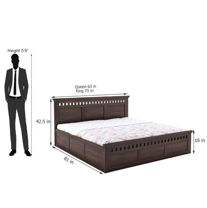 Sheesham King Size Kuber Bed With Box Storage For Bedroom Living Room Wood Double Bed