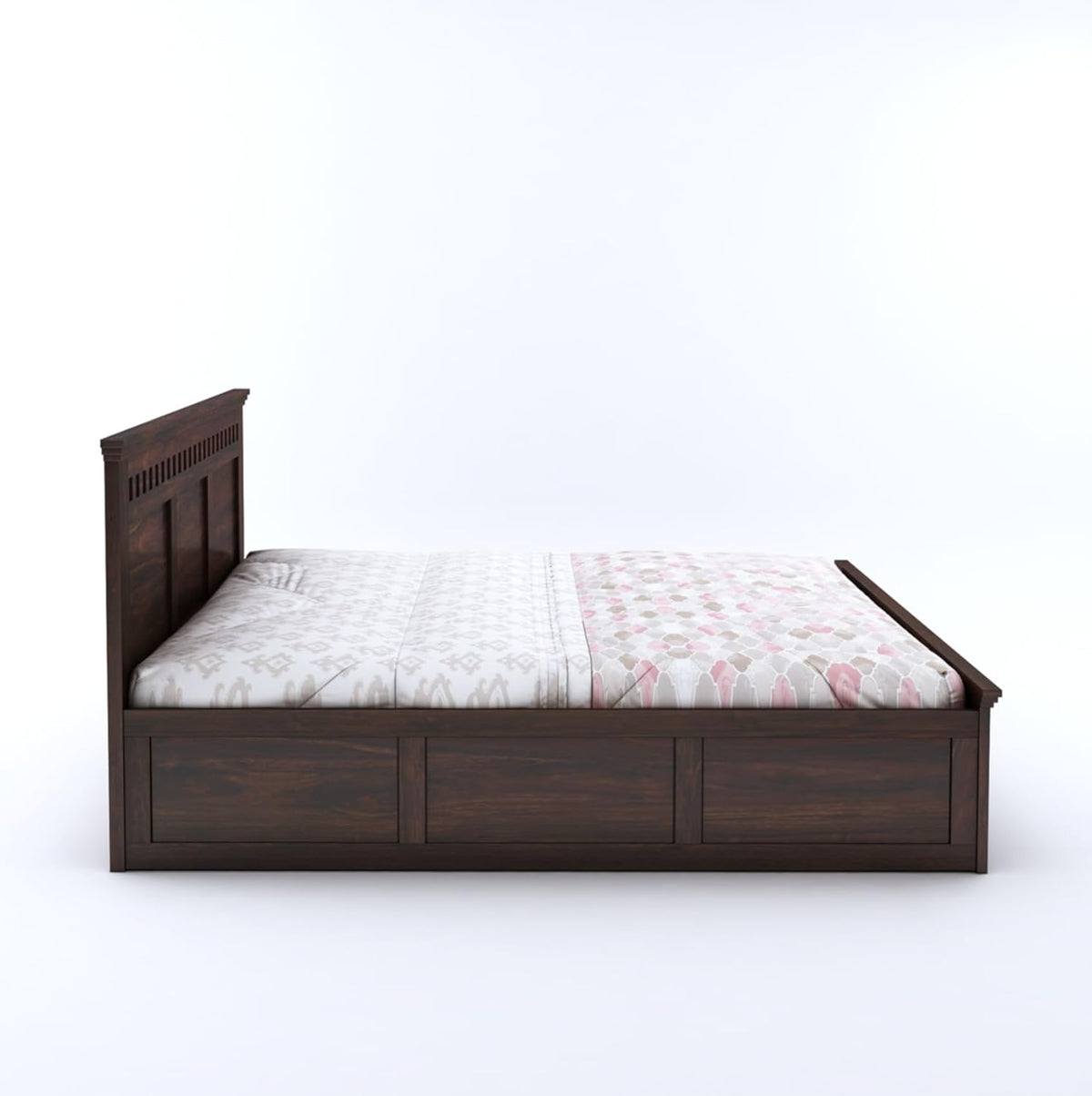 Sheesham King Size Kuber Bed With Box Storage For Bedroom Living Room Wood Double Bed
