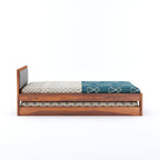 Rjart Wooden Single Trundle Bed | Wooden Single Bed with 1 Extra Pullout Bed Cot Palang with Upholstered Headboard for Bedroom, Kids Room | Solid Sheesham...