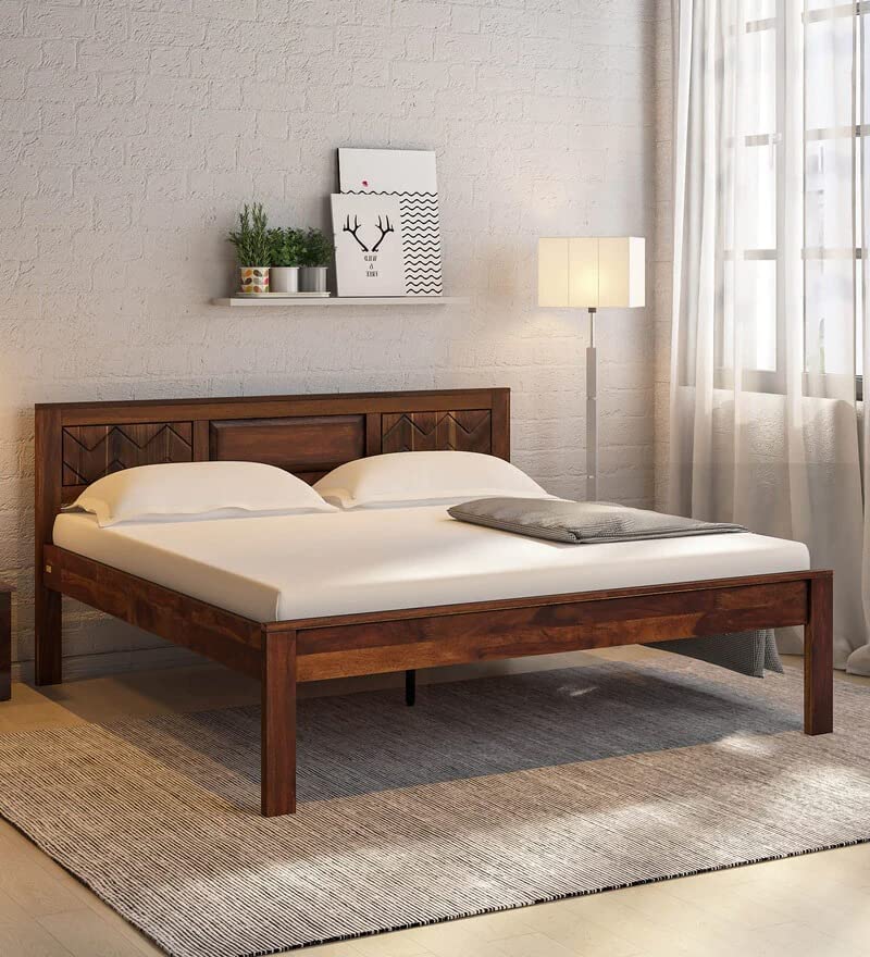 Wooden Bed Without Storage | Wooden Double Bed Cot Bed for Bedroom Furniture | Palang Double Bed for Hotels | Solid Sheesham Wood