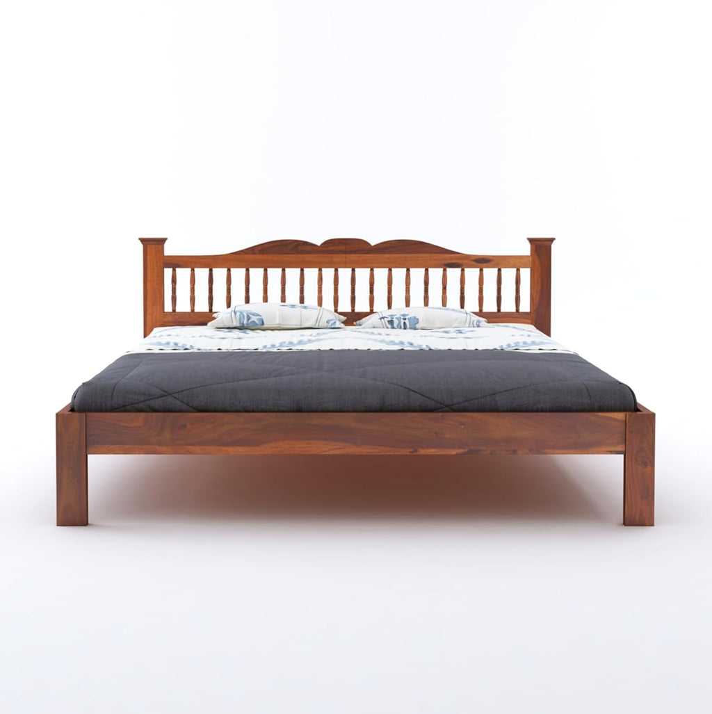 Wooden Arch Bed Without Storage | Wooden Double Bed Cot Bed for Bedroom Furniture | Palang Double Bed for Hotels | Solid Sheesham Wood