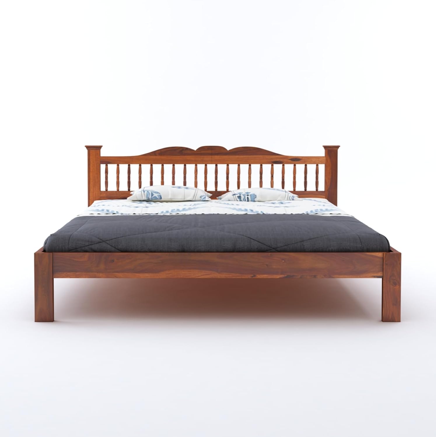 Wooden Arch Bed Without Storage | Wooden Double Bed Cot Bed for Bedroom Furniture | Palang Double Bed for Hotels | Solid Sheesham Wood